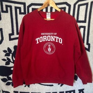 University of Toronto Red Crewneck Sweater Size Medium Vintage